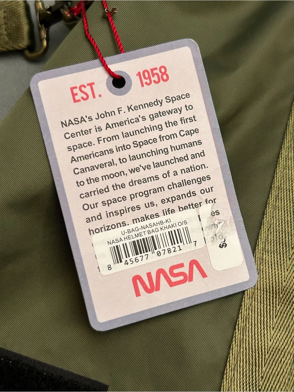 NASA NWT Patch Olive Green Unisex Helmet Tote Large Laptop Bag by Red Canoe